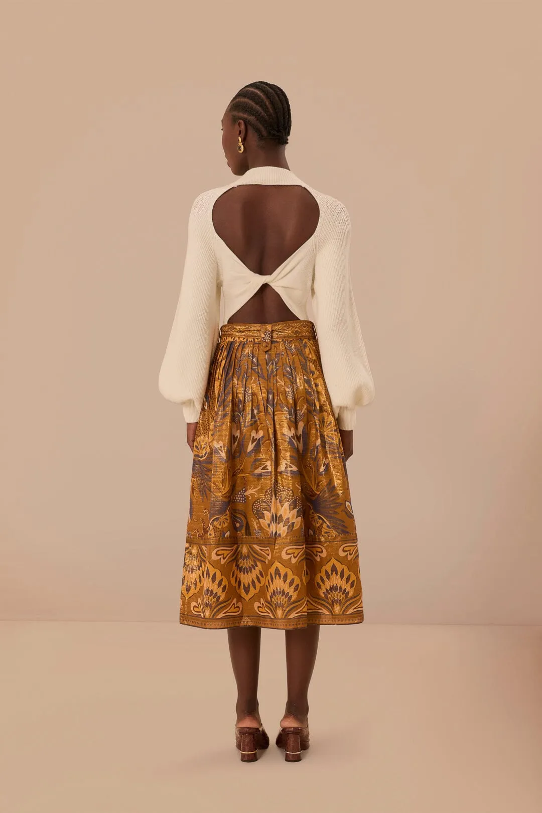 Gold Heart Forest Midi Skirt Minimalist fashion Outfit Mix