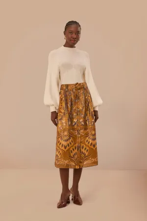 Style Moment Future Fashion Gold Heart Forest Midi Skirt