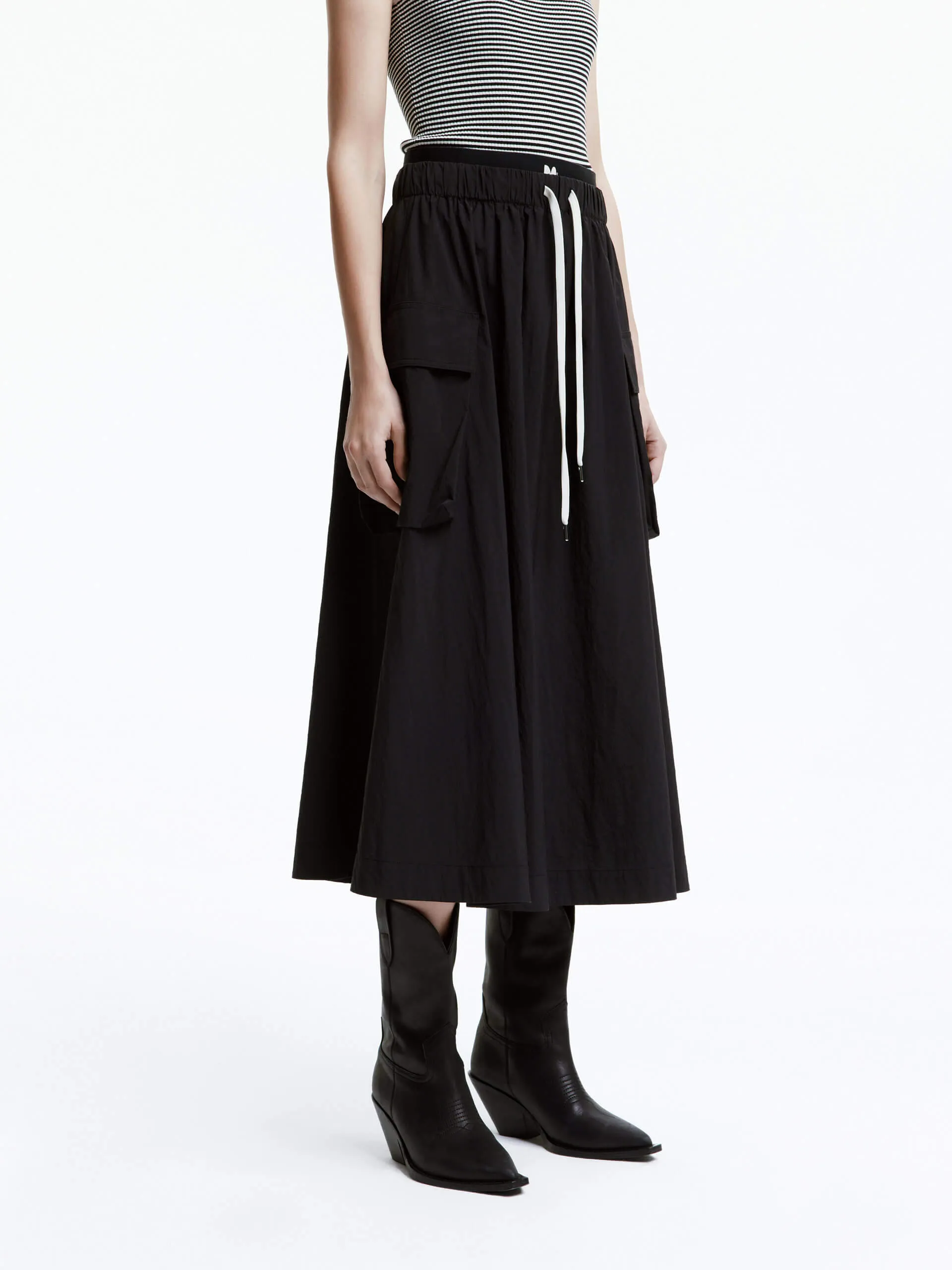 Double Waist Midi Skirt Daily Wear