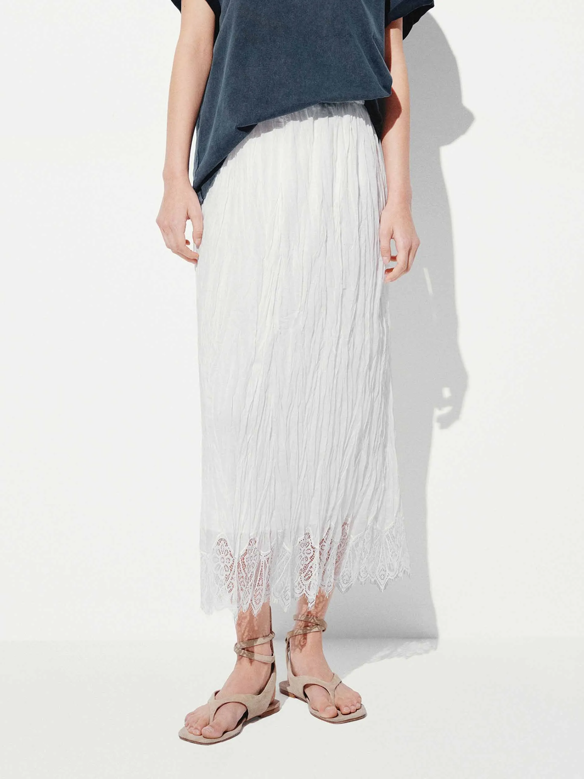 Lace-paneled Pleated Skirt Modest Wear
