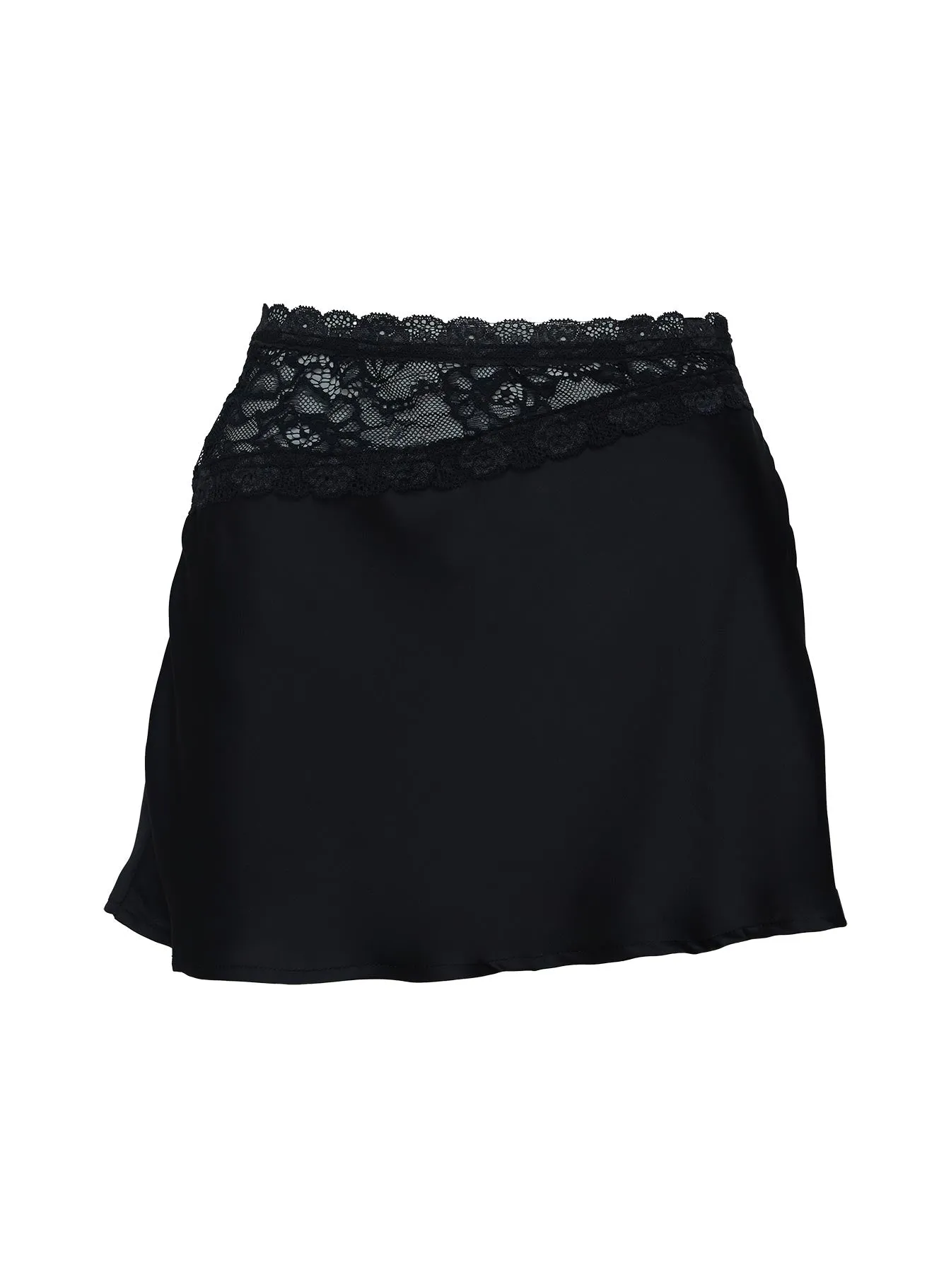 Comfortable Feel Bamboo Fiber Pentacles Lace Mini Skirt Black