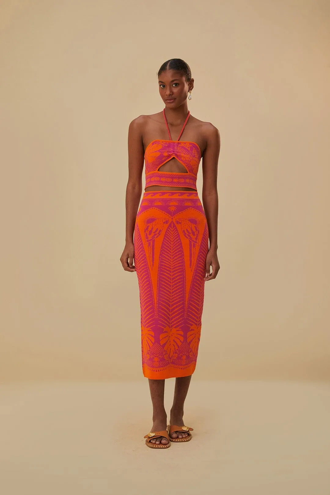 Pink Macaw Elegance Knit Skirt Subtle Mood A Line Silhouette