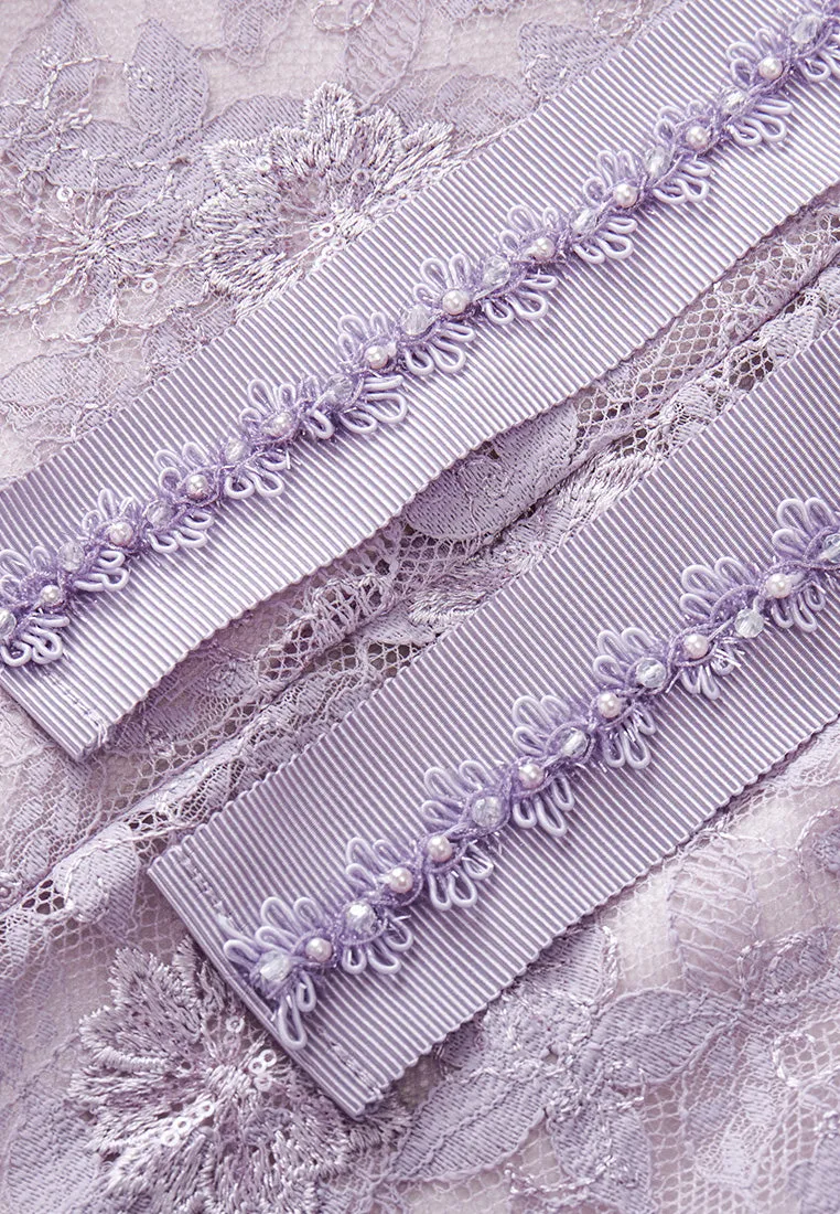Lilac Tie-belted Lace Dress CompactPackability ComfortStretch