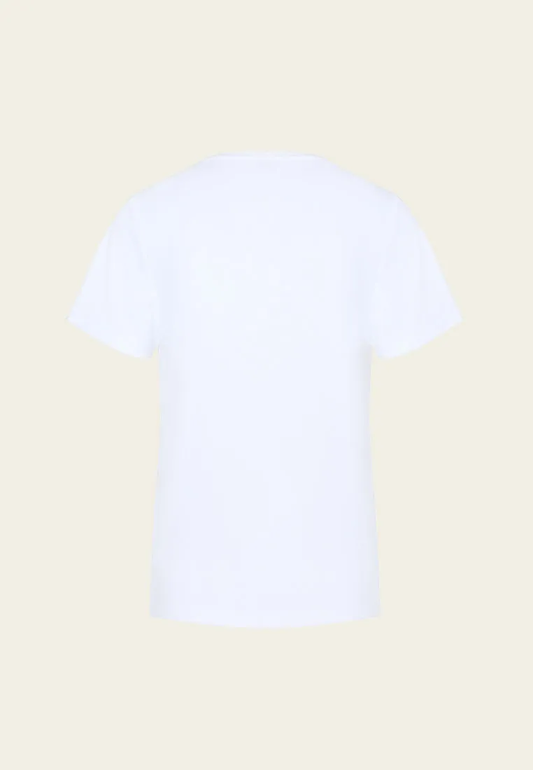 Symmetric Ocean-themed Embroidery T-shirt Walk Mood