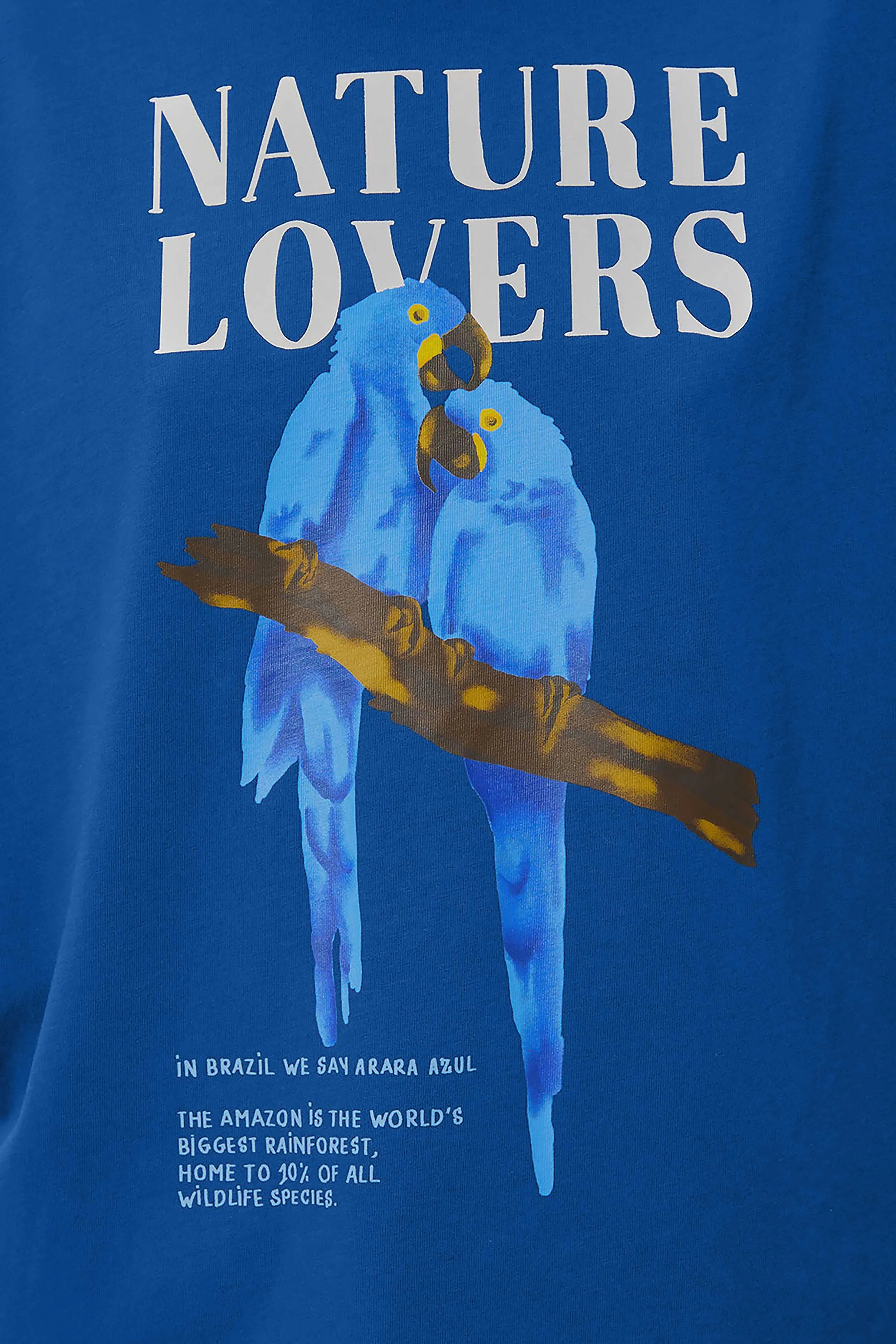 Blue Nature Lovers Shoulder Pad Organic Cotton T-Shirt Digital Core