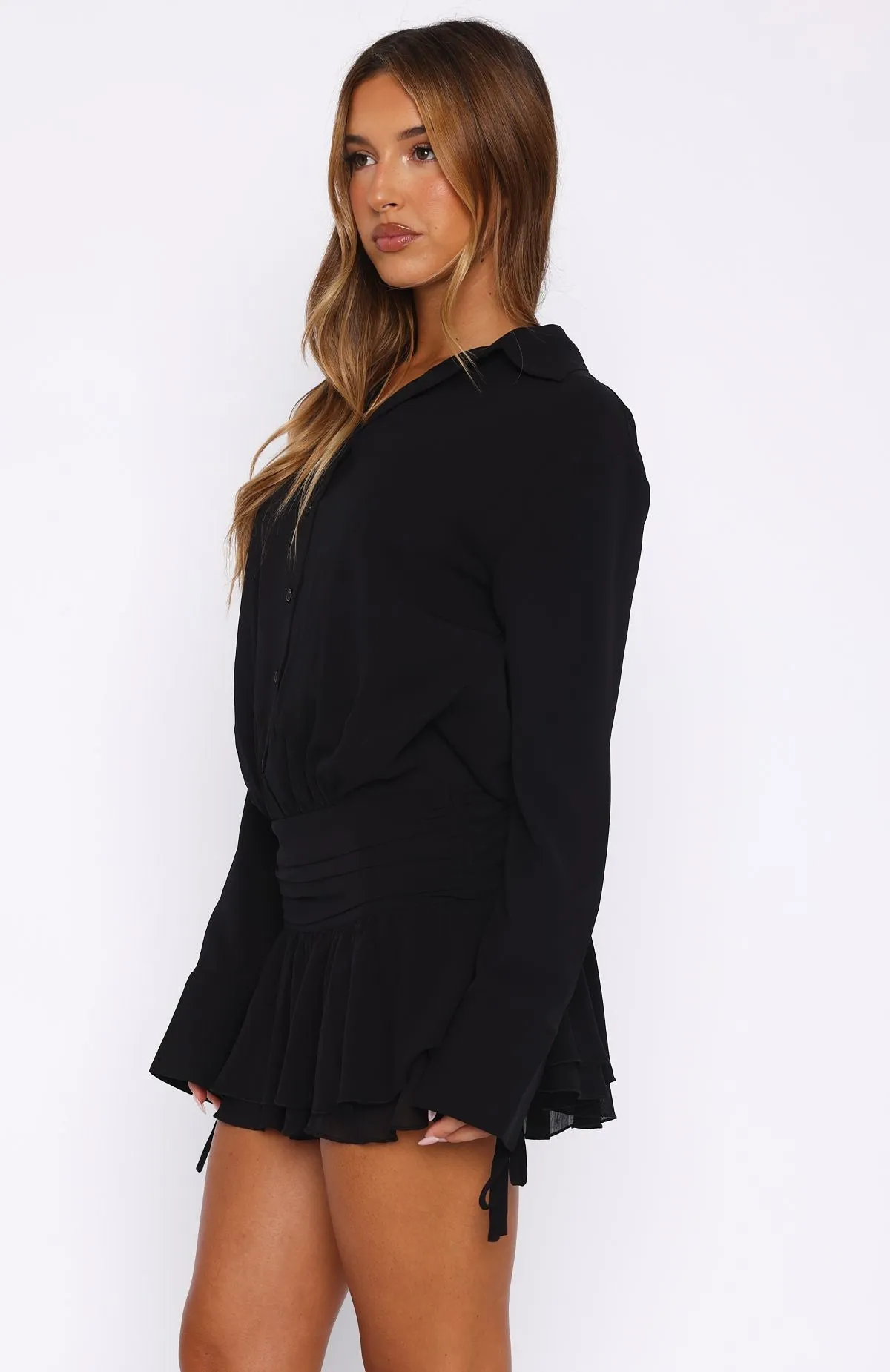 Crown Fit Can't Get Me Long Sleeve Mini Dress Black