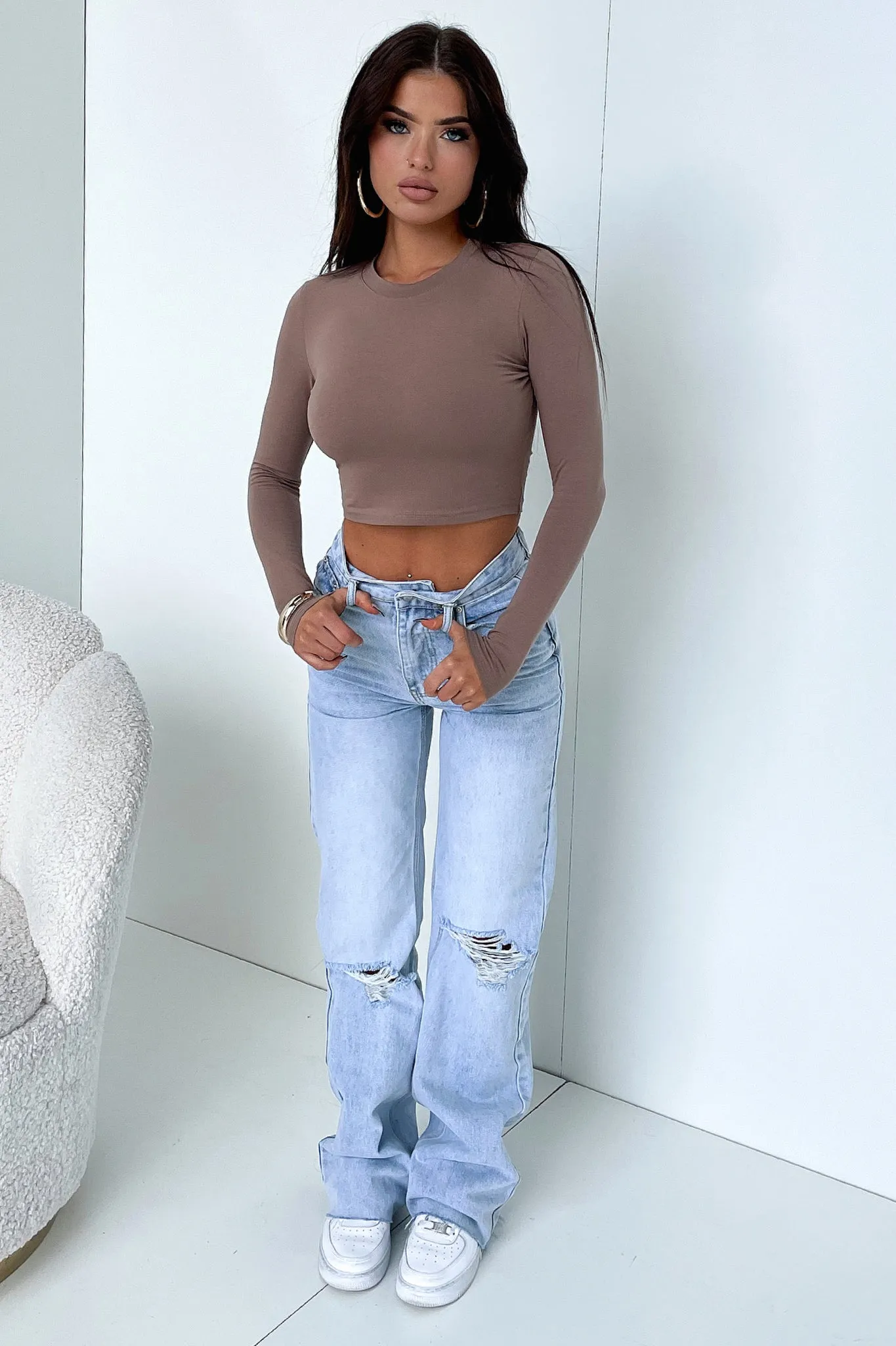 Eliza Denim Jeans - Blue Anti Static Material Blend Routine Style