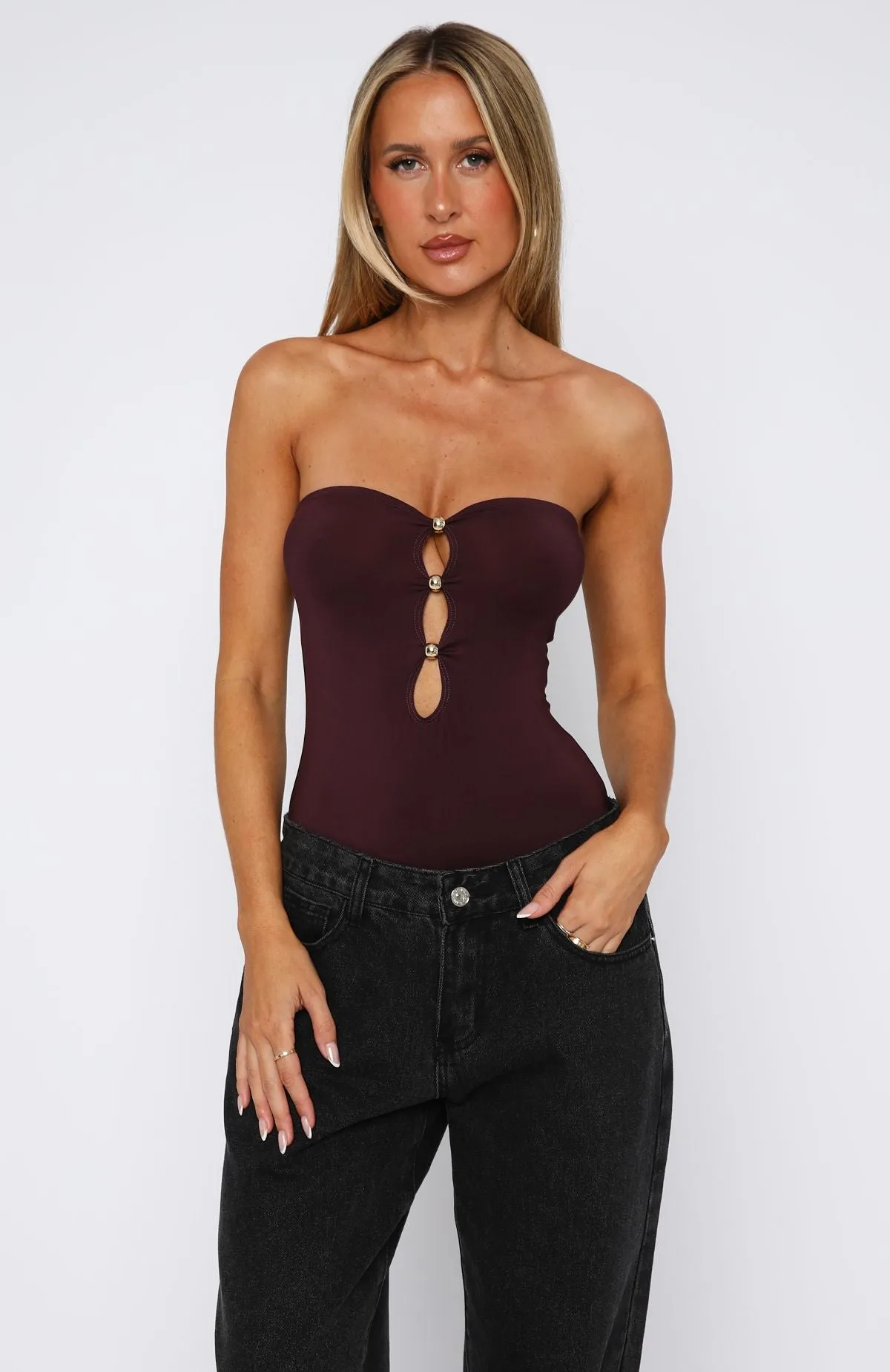 Top Of The Game Strapless Bodysuit Plum Noise Reduced Zipper SublimatedPrint