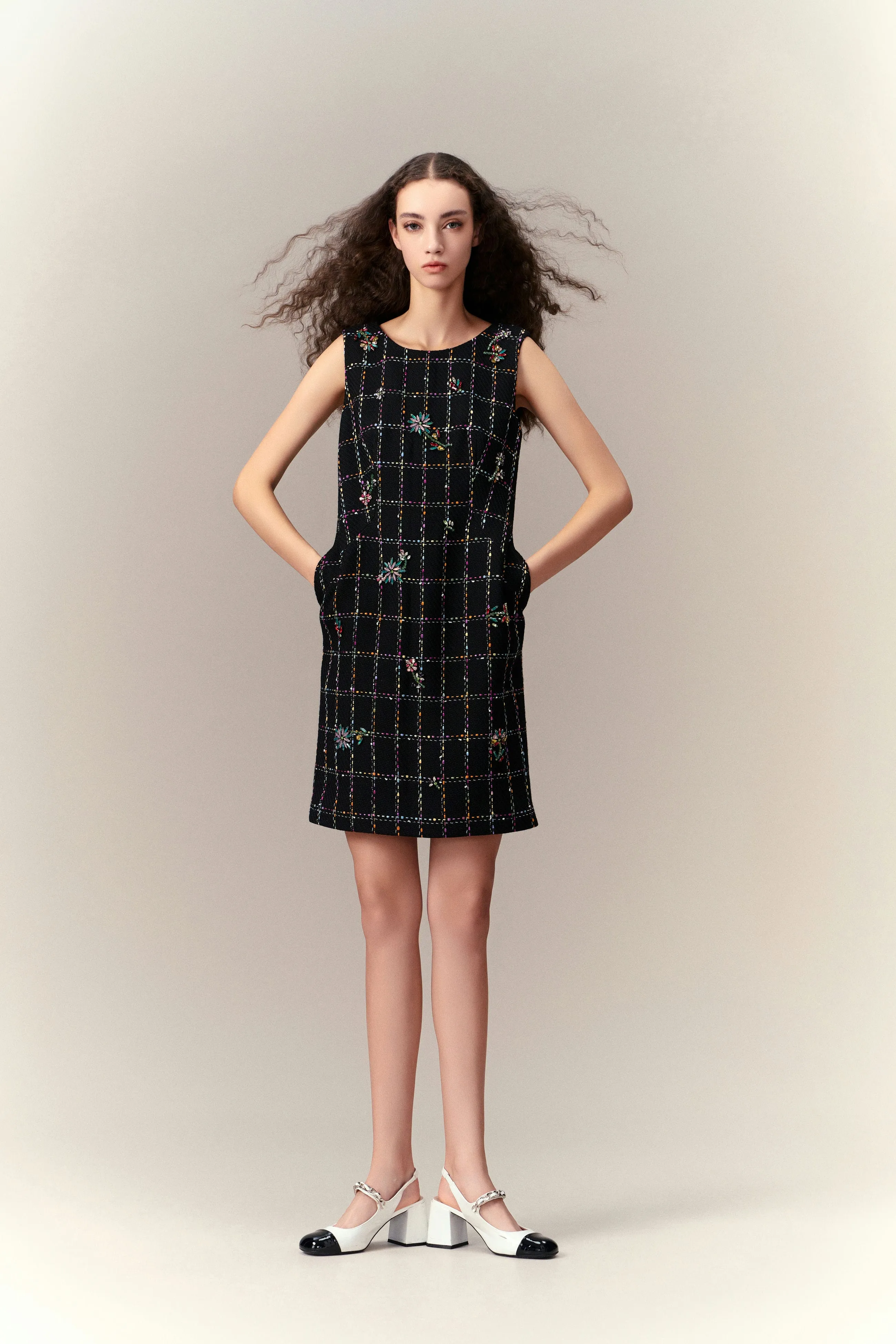 Embellished Sleeveless Dress TactileStitching Self Love