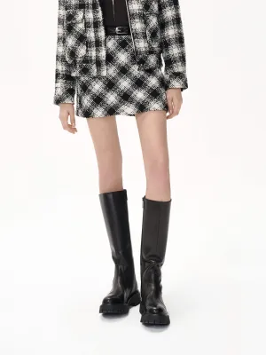 Contrast Panel Checkered Mini Skirt