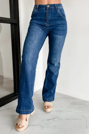 Everest High Rise Wide Leg Indigo Reign Jeans (Dark Blue) Stretch Fit Engineering Hot Weather