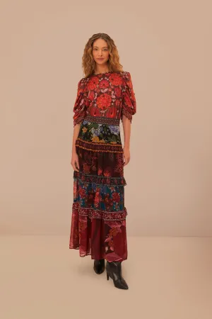 Maximalist look Floral Mix Ruffle Maxi Skirt
