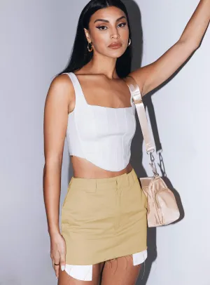 Kiaana Mini Skirt Beige Stylish Vibe Curvy Fit
