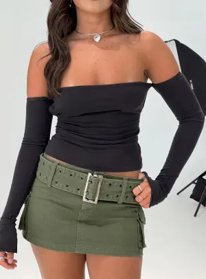 Iconic Cargo Mini Skirt Khaki Petite Soft Vibe Minimal Design