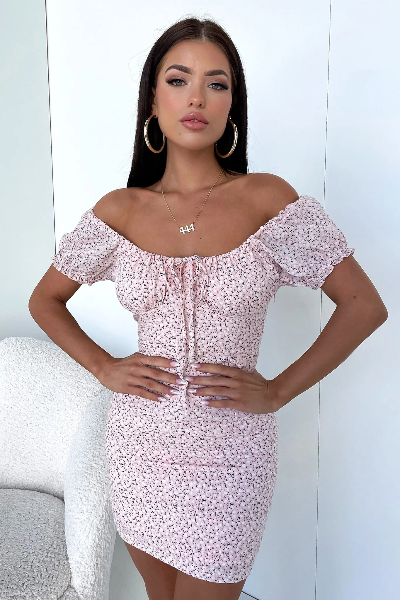 Adjustable Hem Alma Dress - Pink Floral