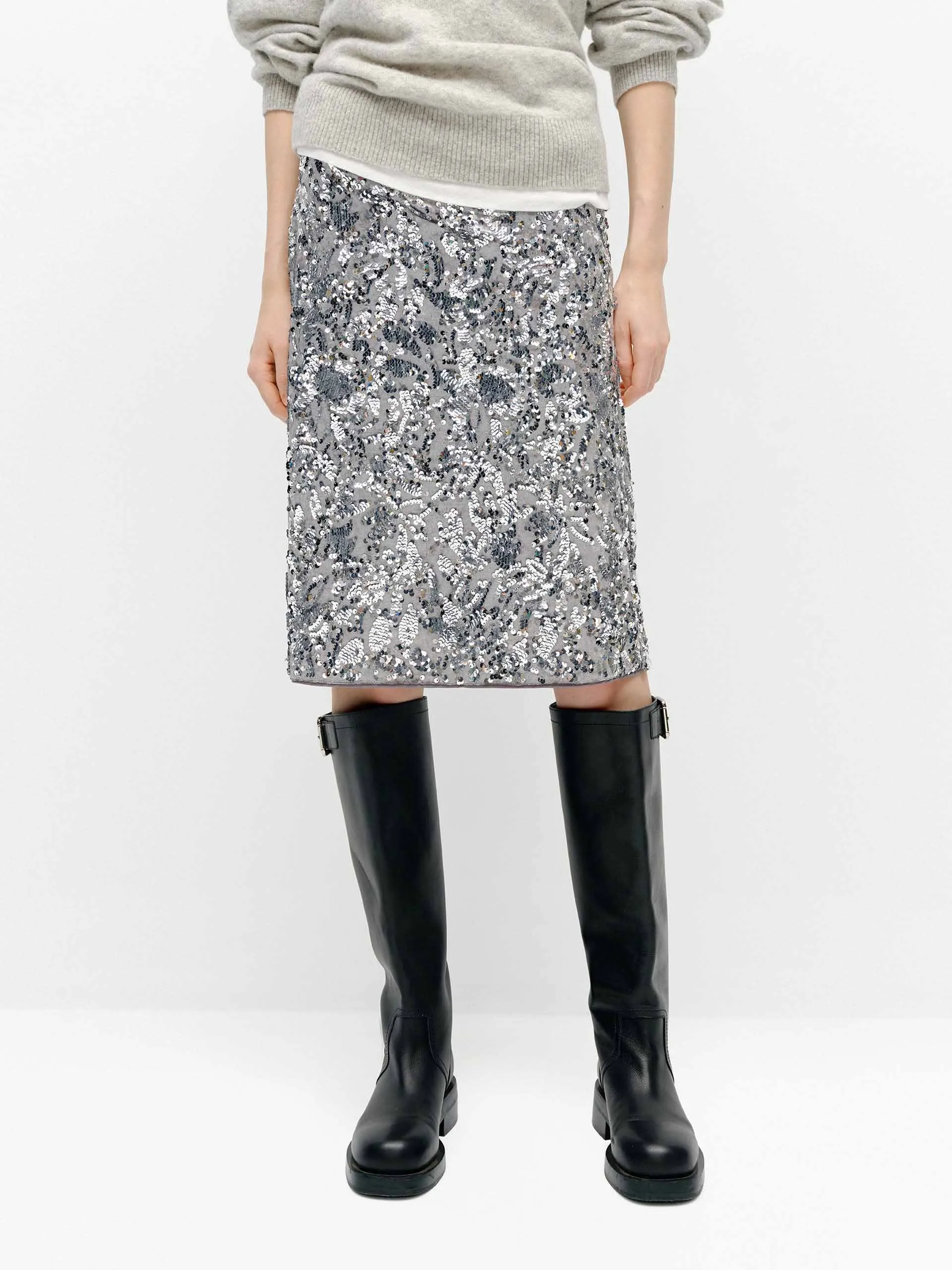 Straight Sequins Skirt On-The-Go Outfit Street Attire