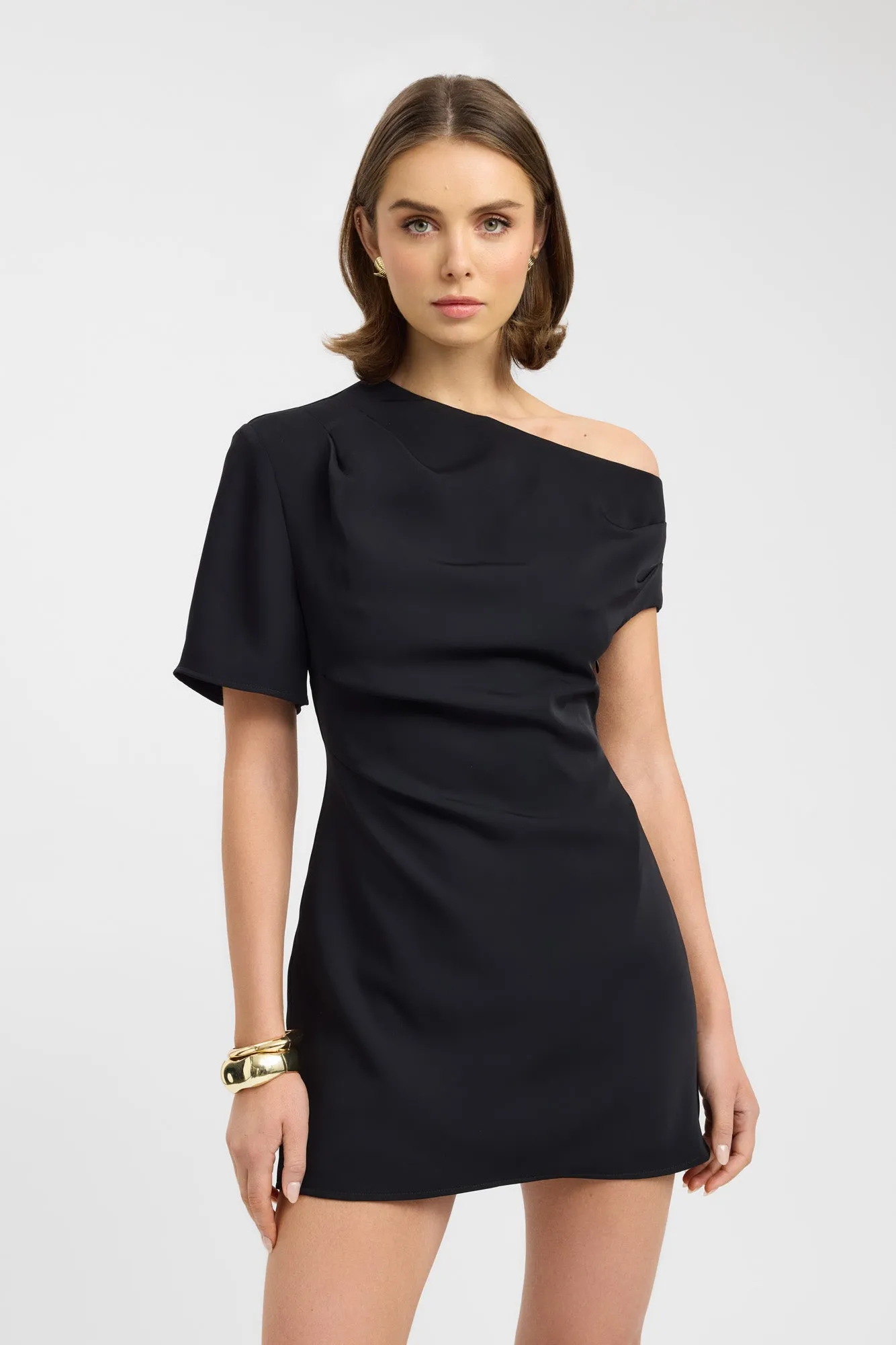 Maria Asymmetric Mini Dress Thermal Insulation Calm Wave