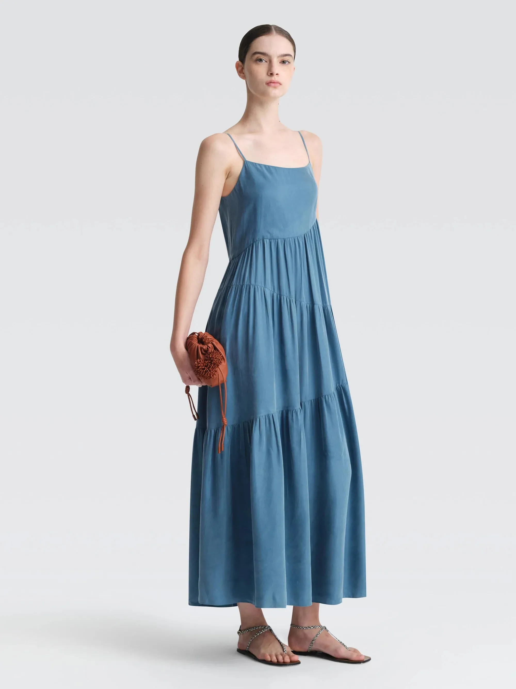 Rivera Cupro Maxi Dress FourWay Stretch Storm Core