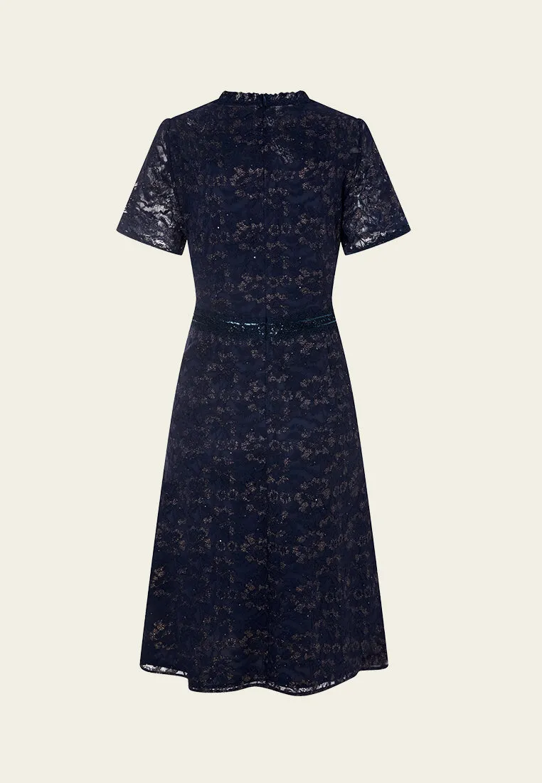 DoubleLayered Cheung Sham Style Embellished Lace Dress
