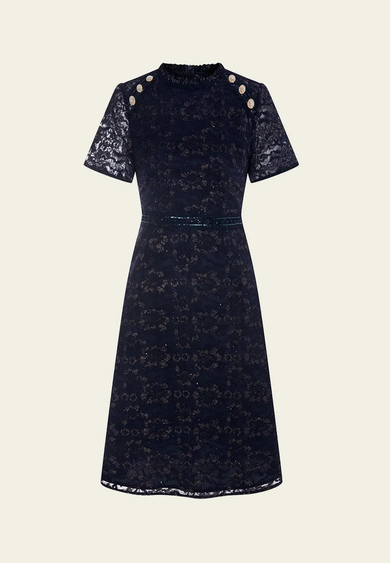 Cheung Sham Style Embellished Lace Dress Lightweight insulation Aerated Seam Placement
