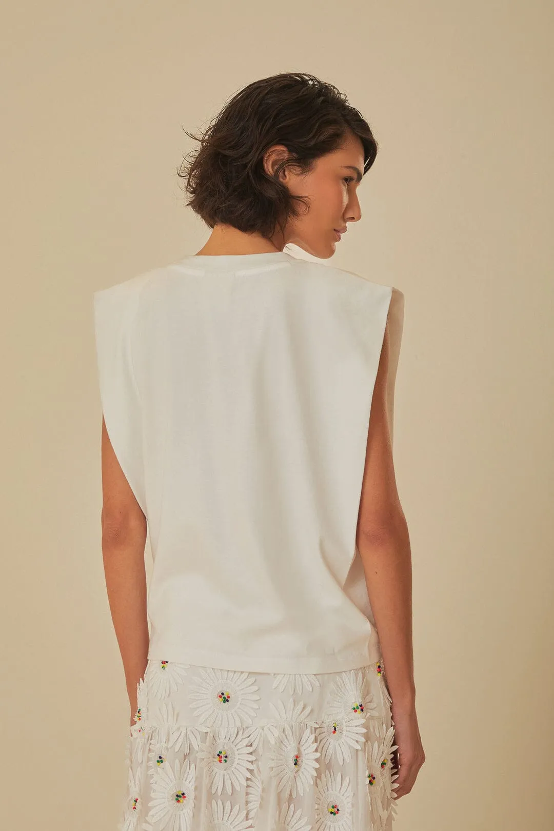 White Beaded Fruits Organic Cotton T-Shirt Carry Ease Training Fit
