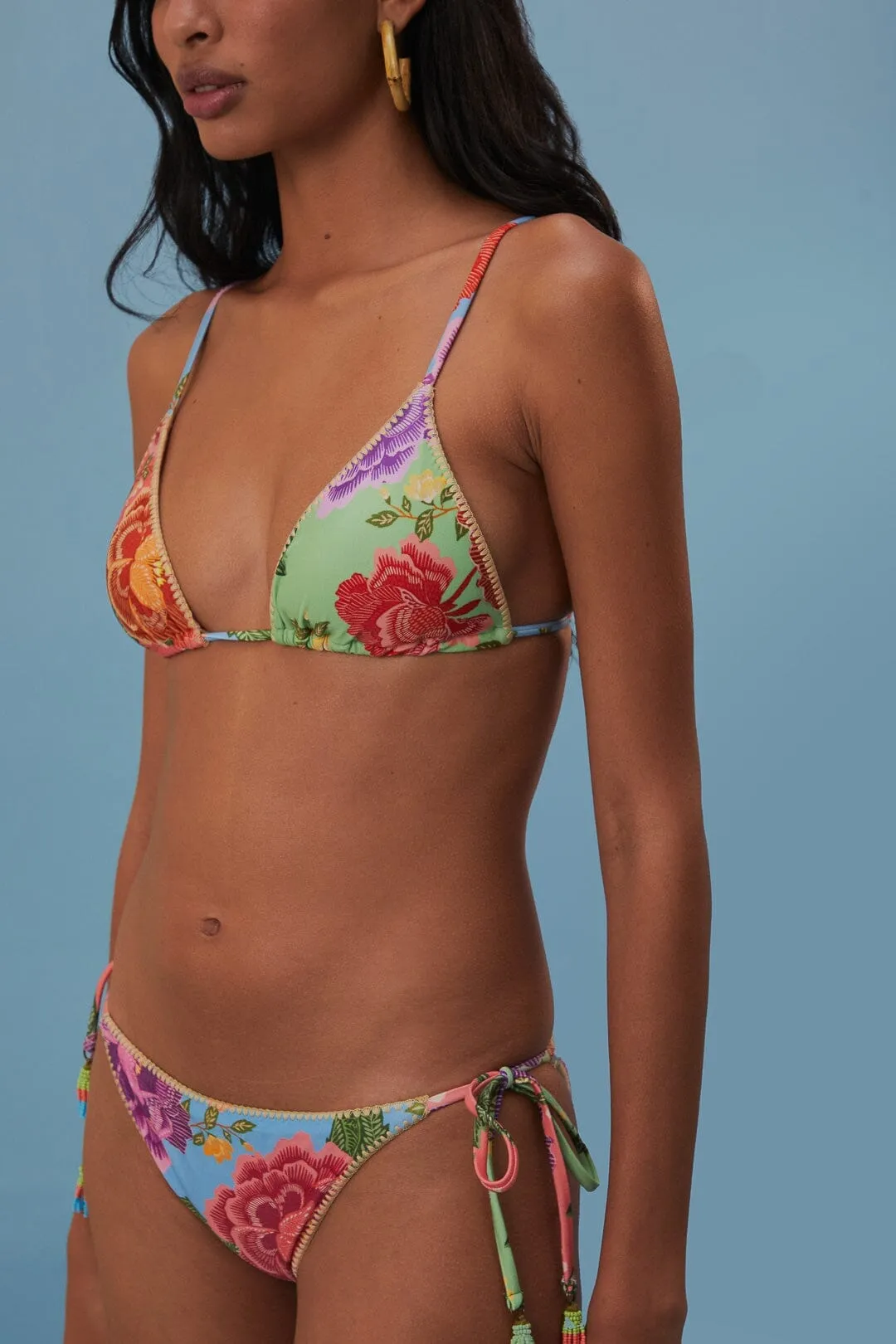 Adjustable drawstring Flower Scarves Side Tie Bikini Bottom
