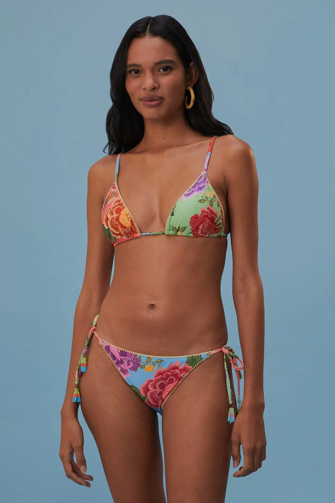 Flower Scarves Side Tie Bikini Bottom Tech Mood