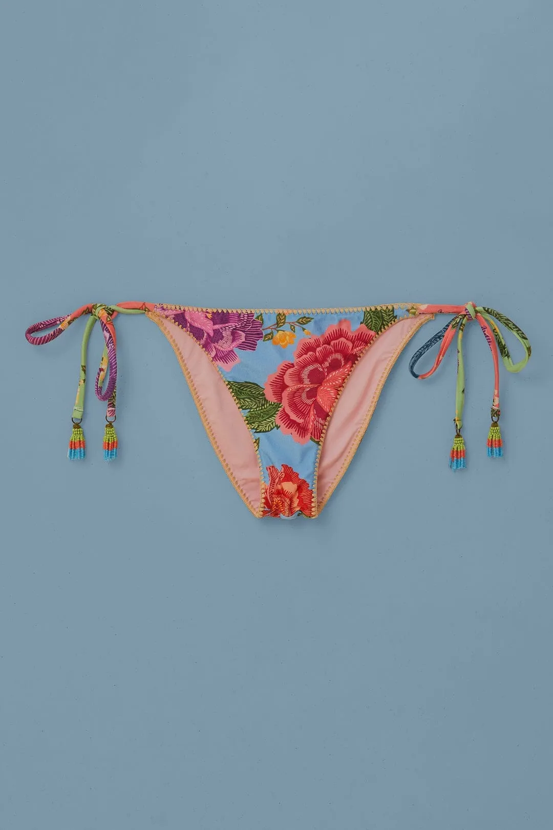 Flower Scarves Side Tie Bikini Bottom Moon Cool