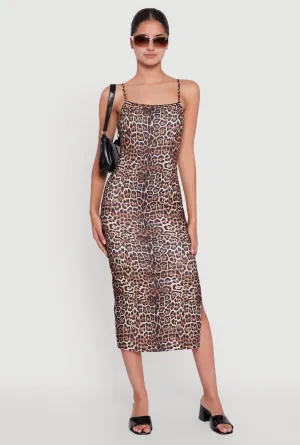 Light Comfort Trendy Square Neck Leopard Print Cami Dress