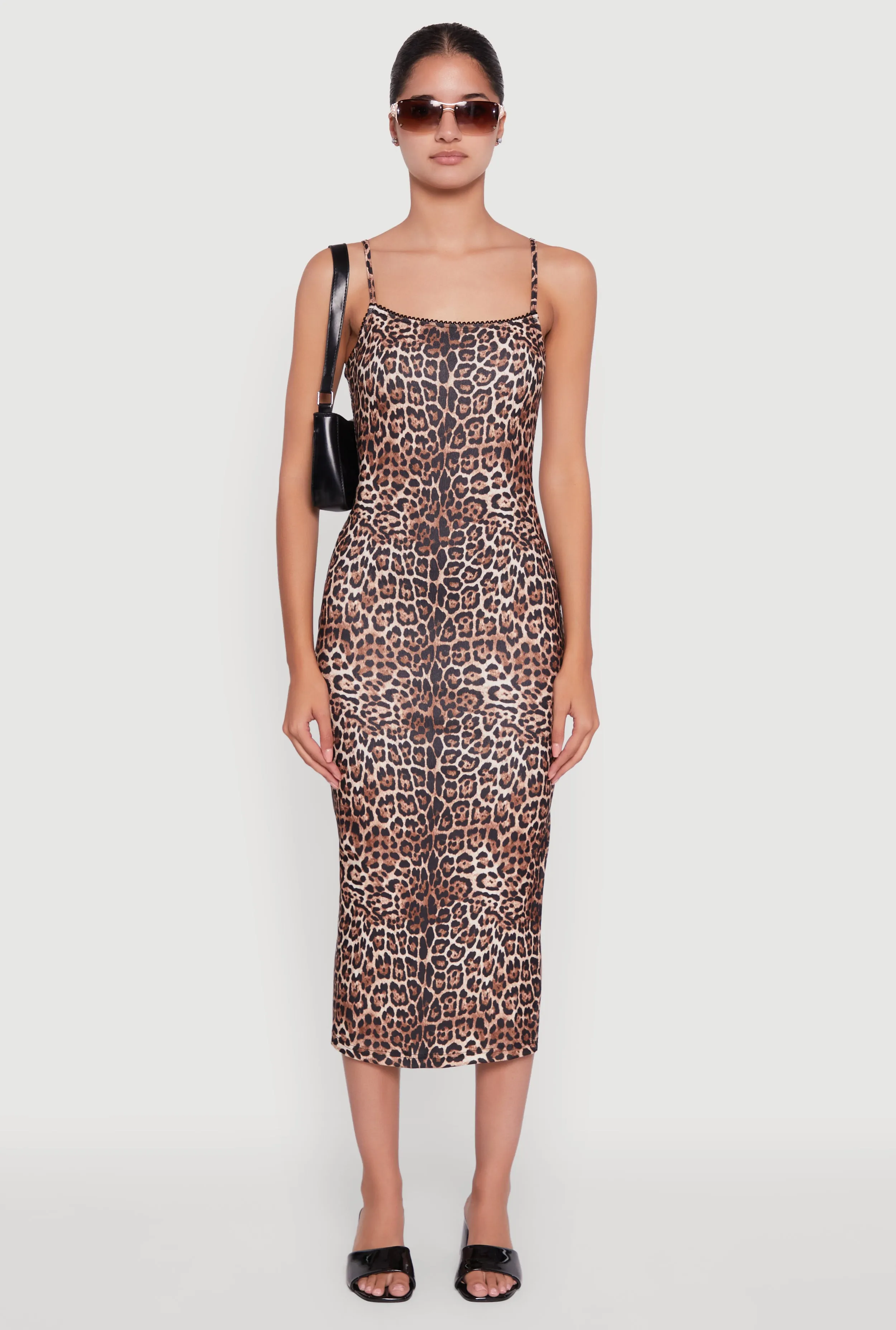 Event Chic Trendy Square Neck Leopard Print Cami Dress