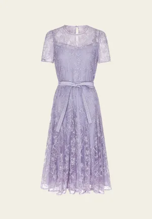 Charm Core Concert Vibe Tie-waist Floral-Embroidery Dress
