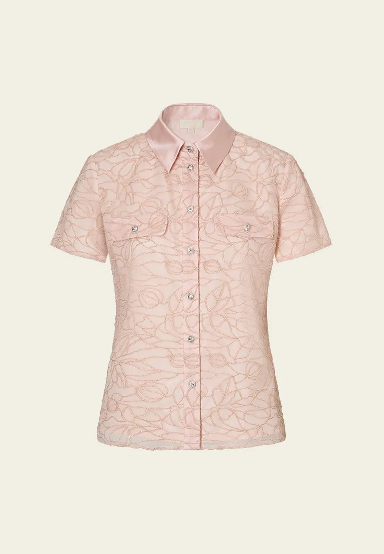 Stream Fit Hero Fit Plant-embroidery Mesh Slim-fit Polo Shirt