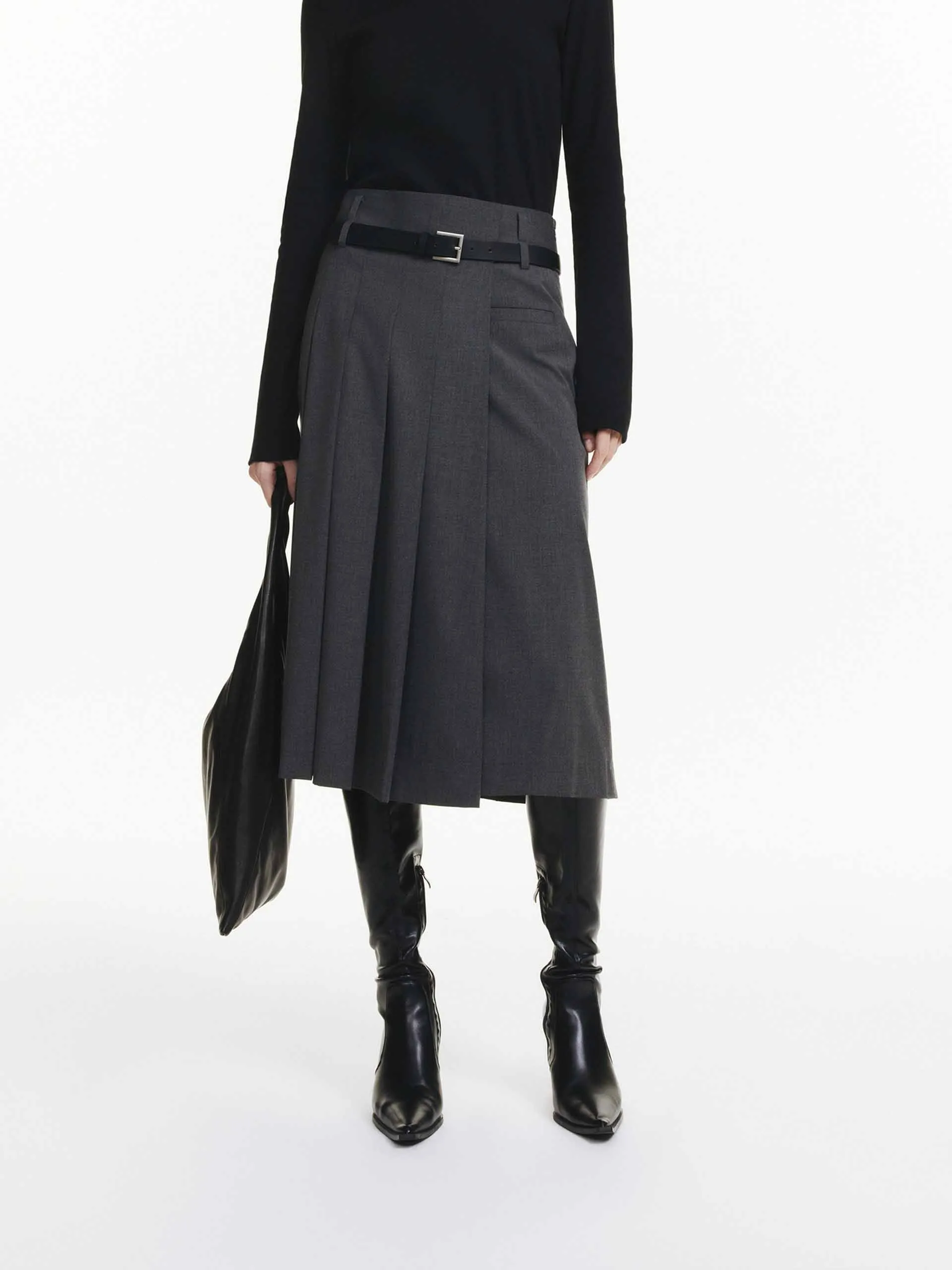 quick dry Mid Length Pleated Skirt