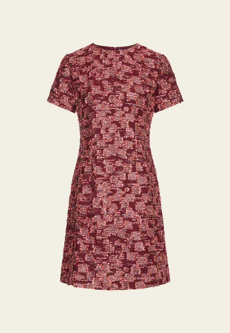 FlexSeamTechnology BreathableMesh Orange Lurex Tweed Short Sleeves Dress