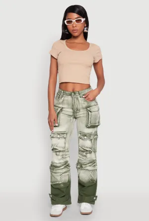 Cool Outfit Earthy Modern Minimalist Office Wear Daisy Mineral Wash Multi Pocket Cargo Jeans