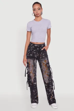 Paint Splattered Straight Leg Cargo Jeans Base Fit Piece Fresh casual