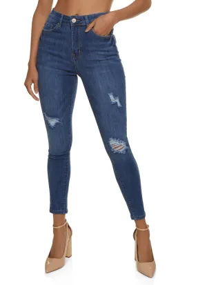 WAX Distressed High Waist Cropped Skinny Jeans Fitted Design