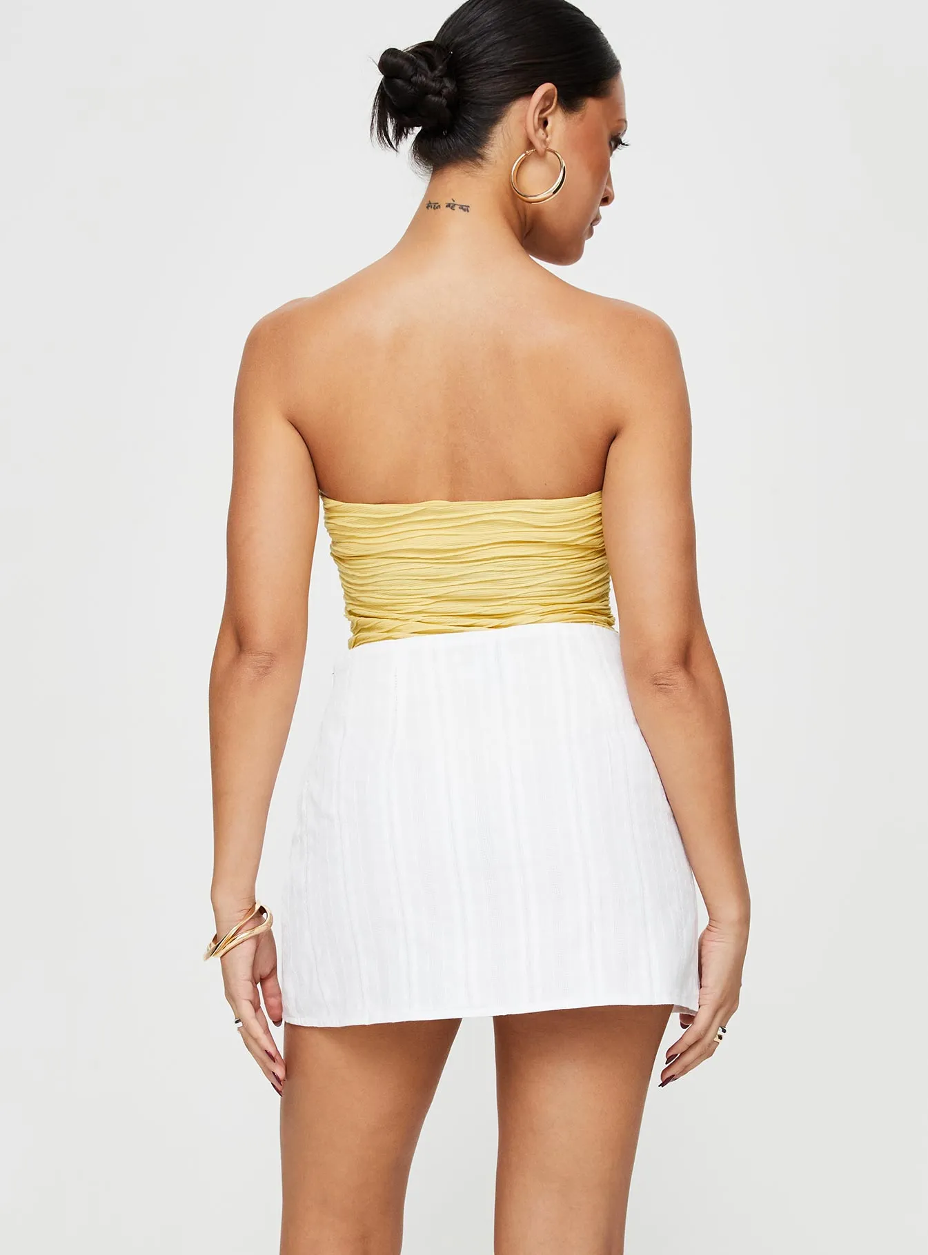Mavie Mini Skirt White Tiered Layers Midi length