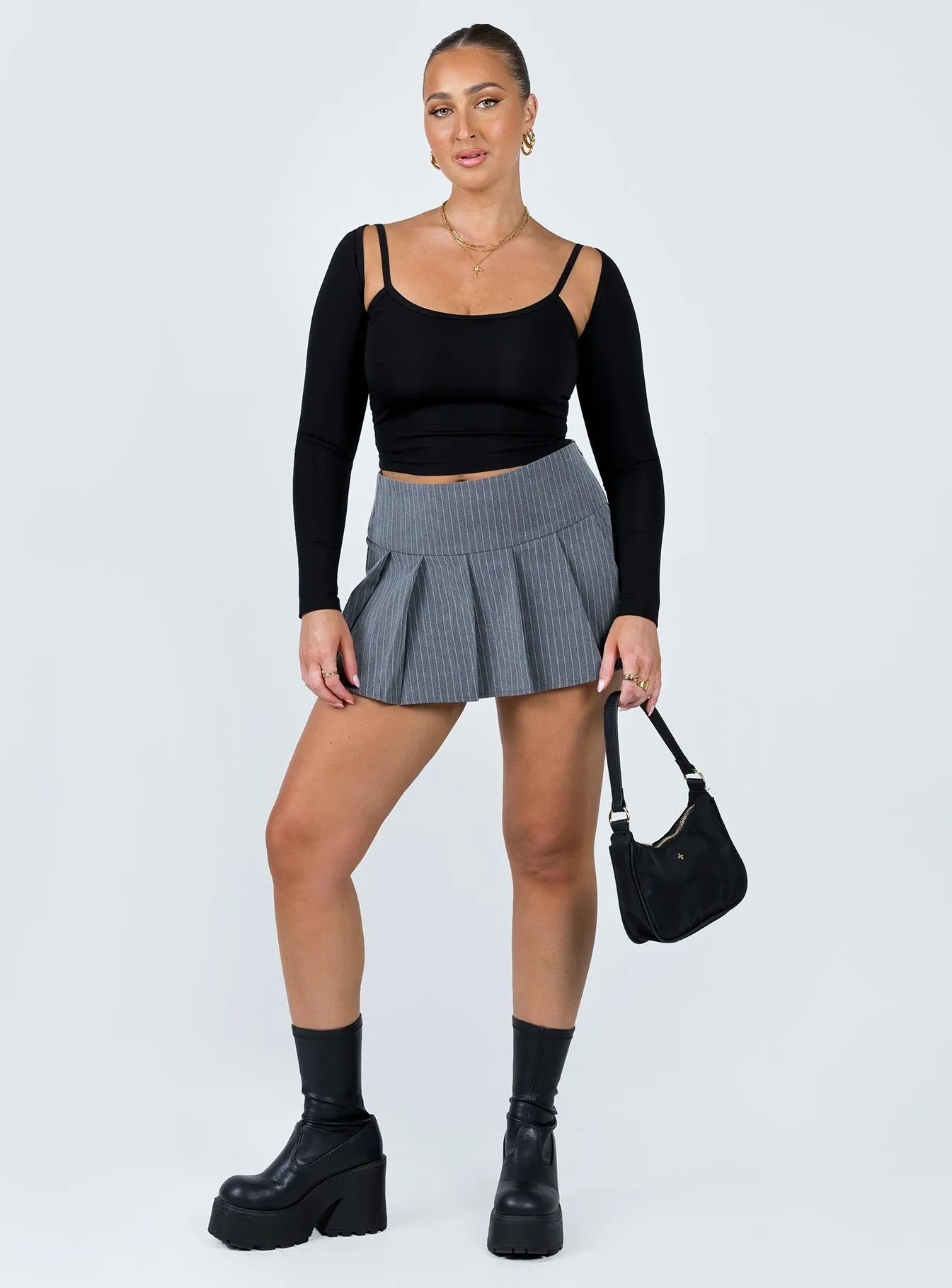 Contemporary Mood Motel Senona Skirt Pinstripe Grey