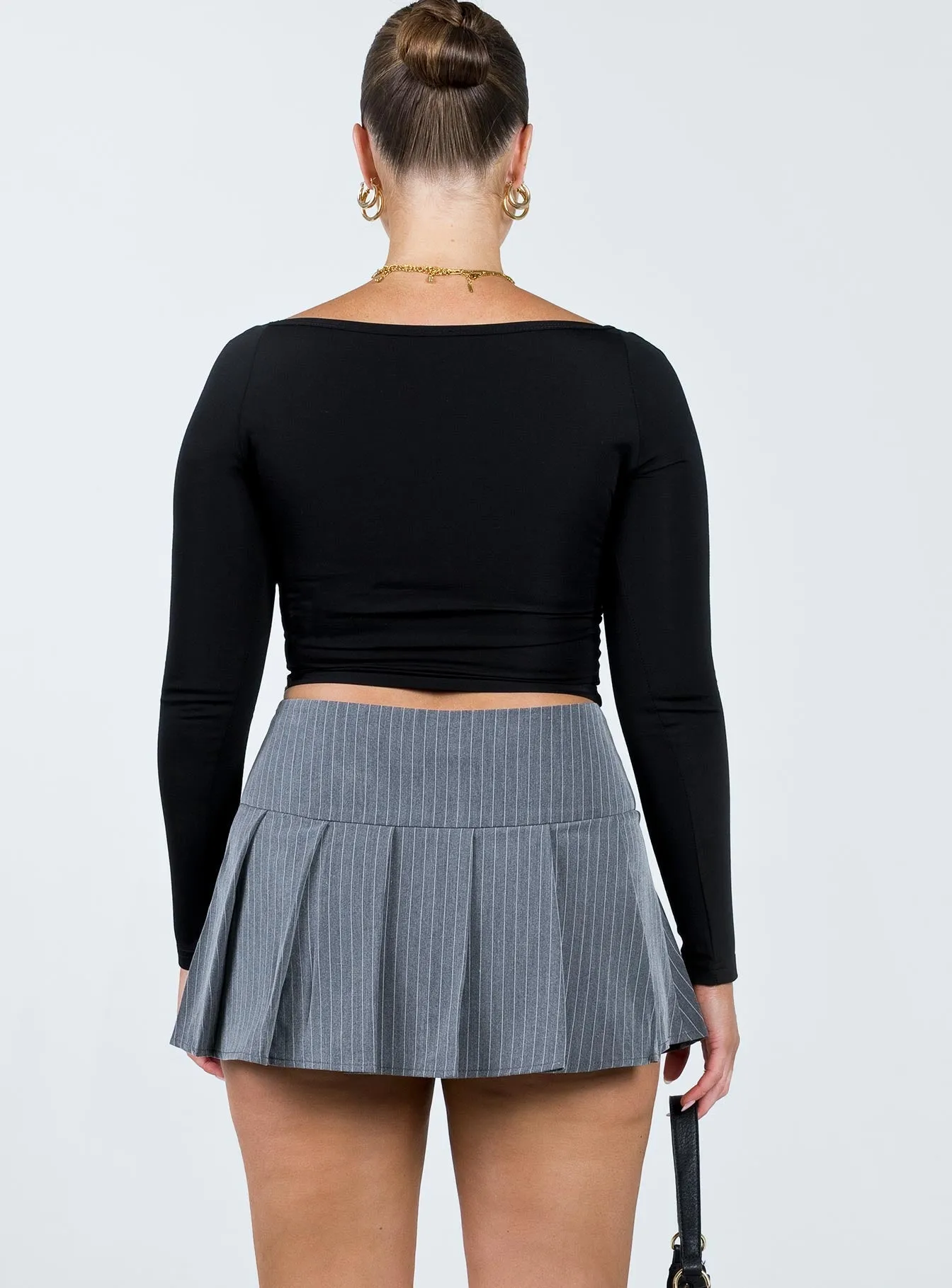 Autumn Stroll Motel Senona Skirt Pinstripe Grey