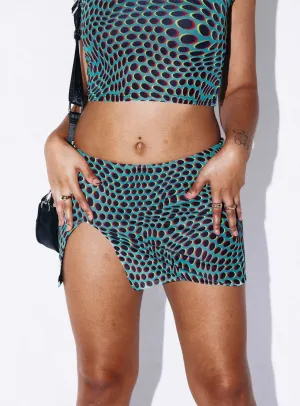 Bold Move Mini Skirt Blue Multi No Ride Up