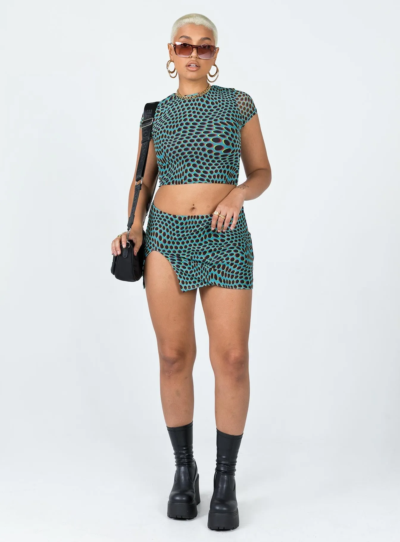 Bold Move Mini Skirt Blue Multi Smart Fit Hand Stitched