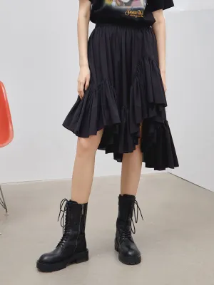 High low hem Smooth Layer Irregular Hem Pleated Skirt