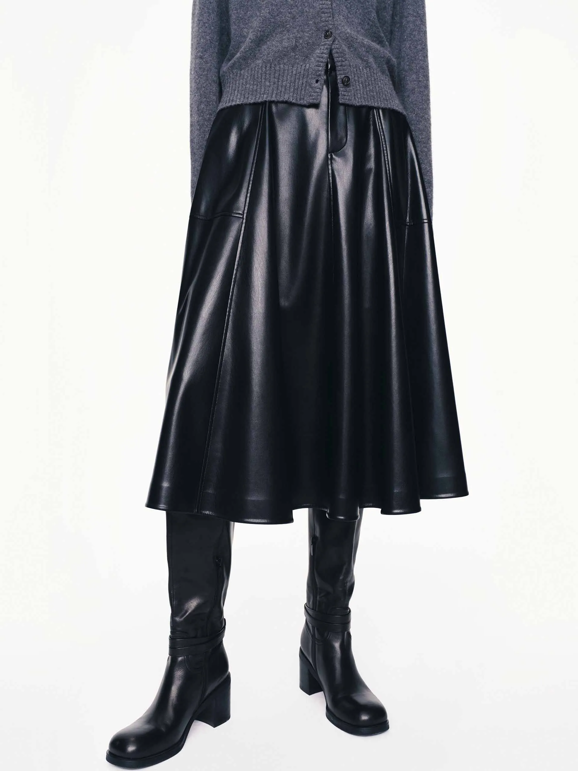 Leather A-line Skirt Classic Touch