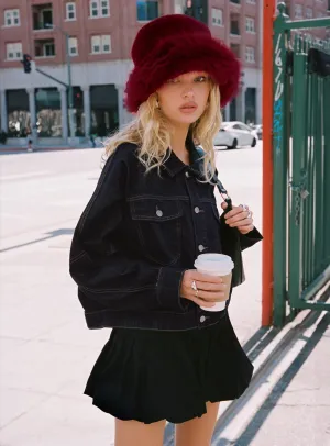 Dear London Bubble Hem Mini Skirt Black Diagonal Slit Fast fashion