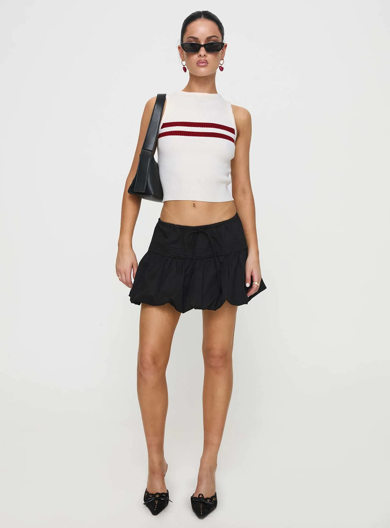 Breezy Look Basic Layers Dear London Bubble Hem Mini Skirt Black