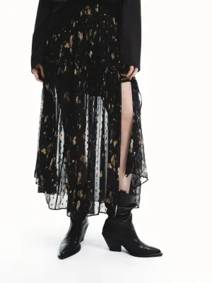 Side Slit Printed Skirt Durable Hem Abrasion resistant