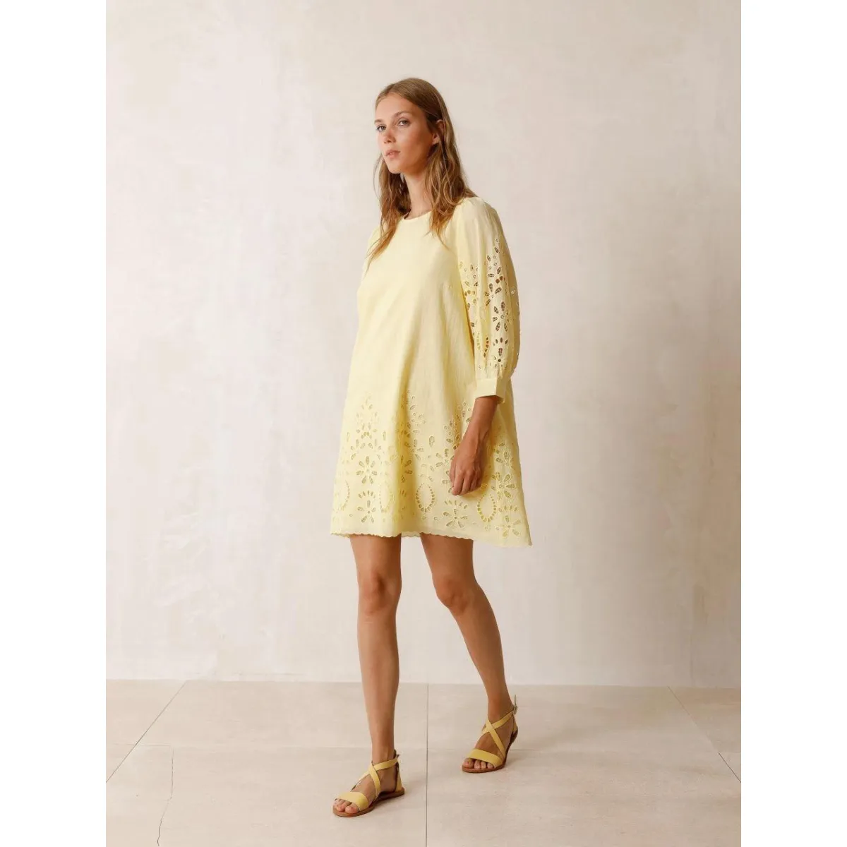 FlexibleElasticity Pistacho Embroidered Cutout Dress
