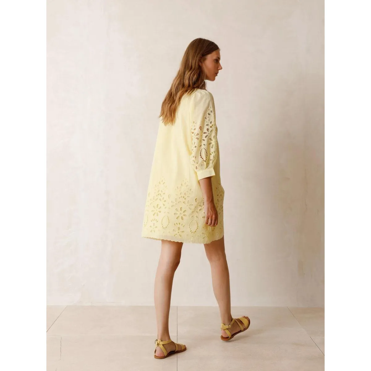 Pistacho Embroidered Cutout Dress clean look