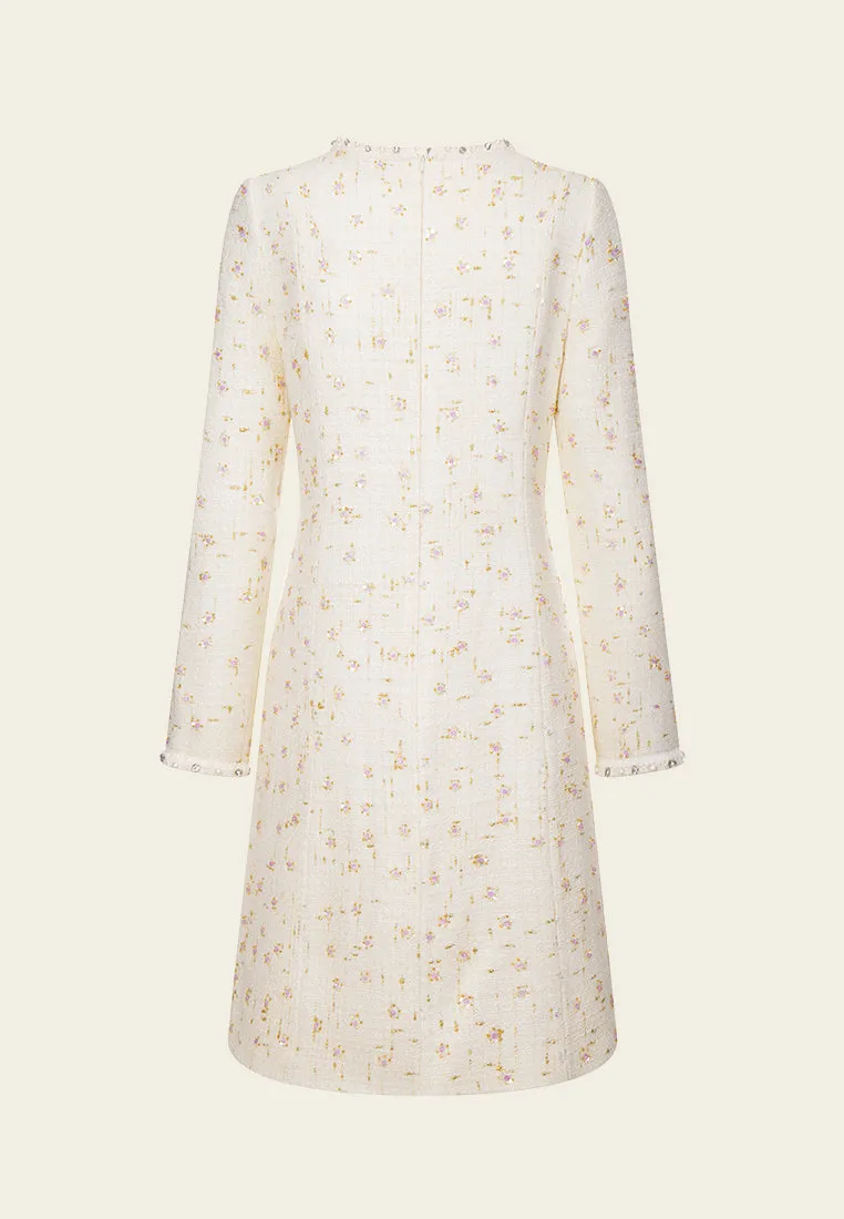 Functional Fit Meeting Ready Braided-trim Embellished Patch-pocket Tweed Dress